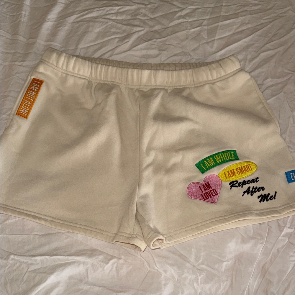 Women's Cream Graphic Sweat Shorts